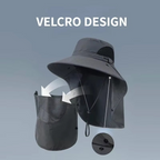 UV Protection Outdoor Sun Hat with Wide Brim and Neck Flap for Hiking, Fishing, and Camping