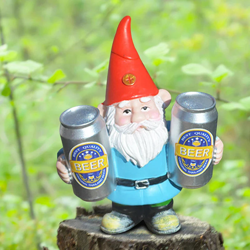 Drunken Gnome with Beer Funny Figurine for Garden and Home Decoration