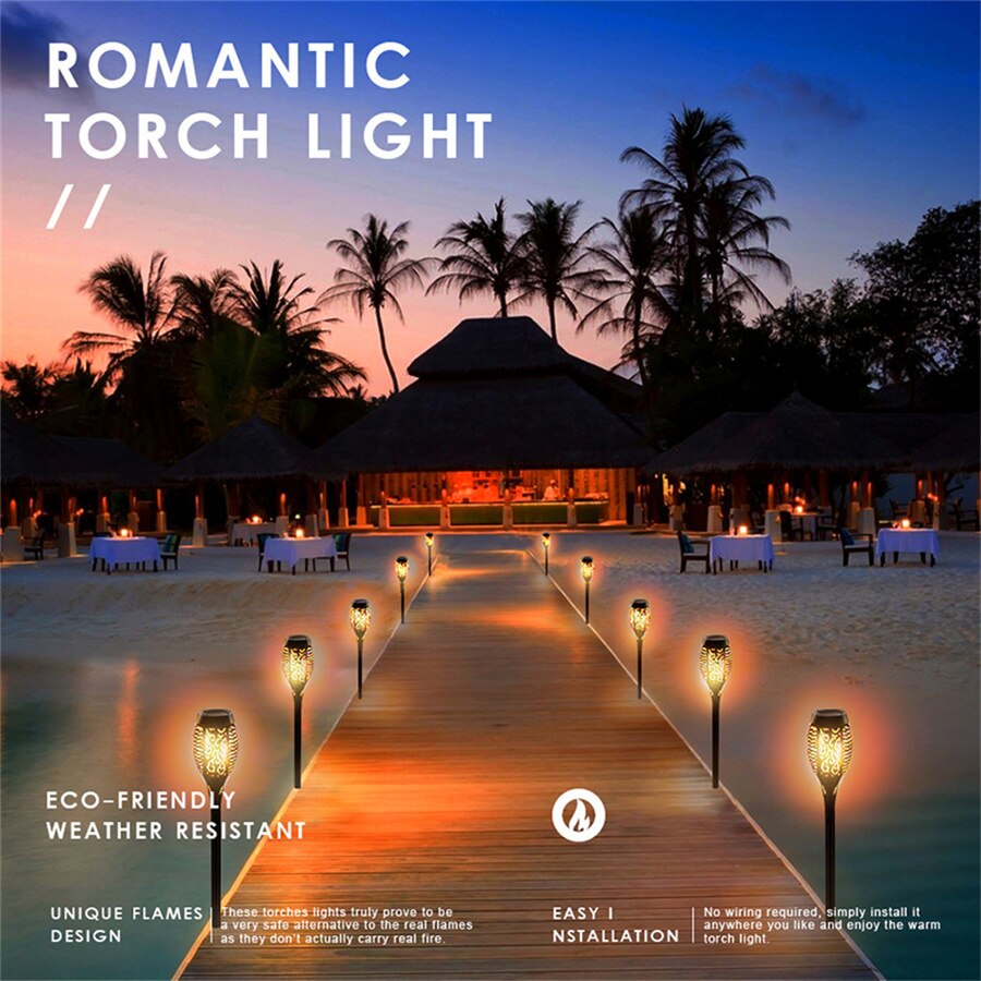 Outdoor LED Solar Artificial Flame Lamp