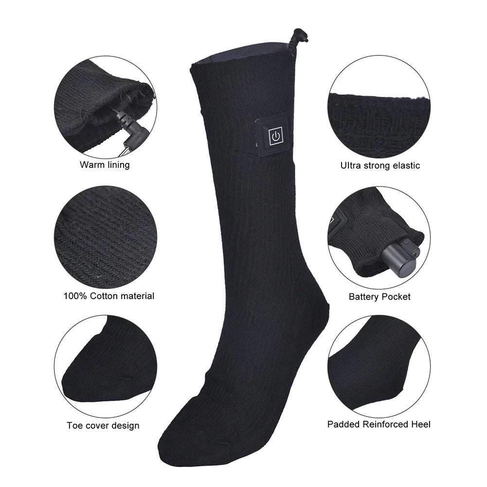 Electric Heated Socks | USB Heating Socks for Women & Men | 3 Heat Levels | Ideal for Skiing, Cycling & Outdoor | ThermaStep