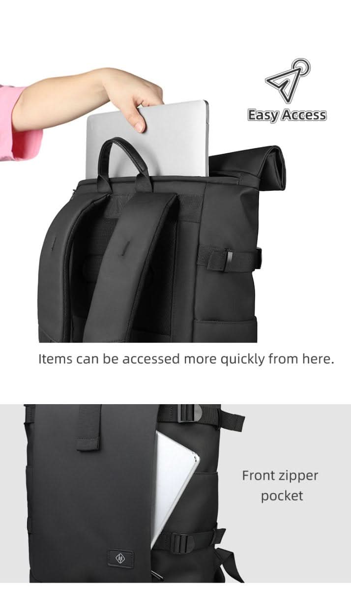 Expandable outdoor backpack with large volume & laptop compartment
