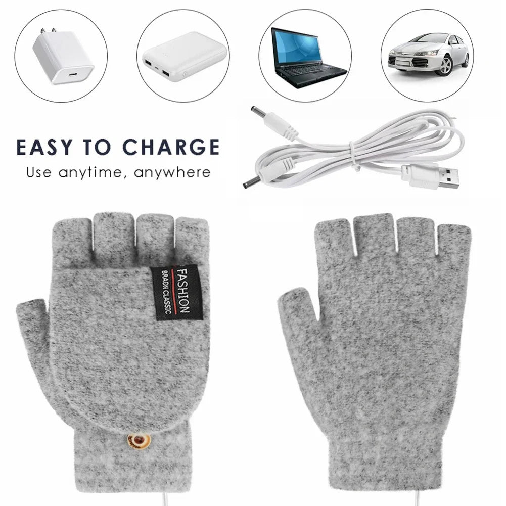 USB rechargeable warm wave heated gloves