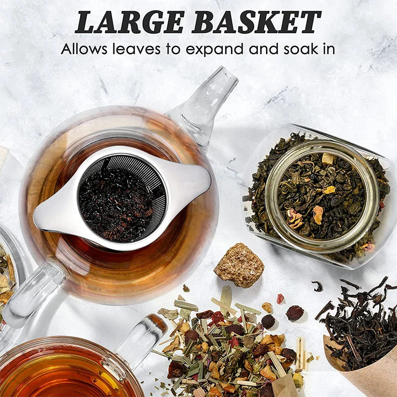 Tea Egg LeafLuxe Stainless Steel | Extra Fine Mesh Tea Strainer | With Double Handles | For Loose Tea
