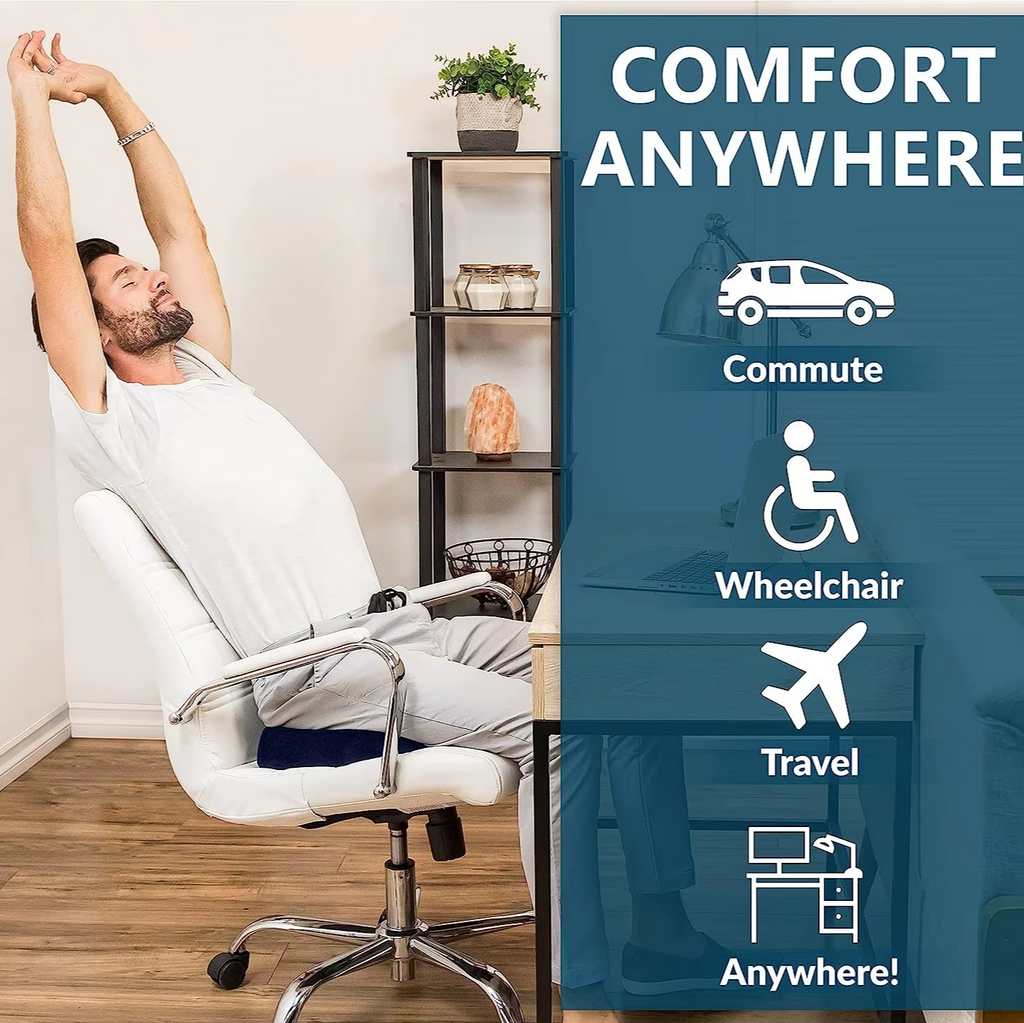 Gel Seat Cushion with Memory Foam and Non-Slip Support for Office, Car, and Home