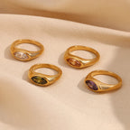 18k Oval Diamond Cut Ring