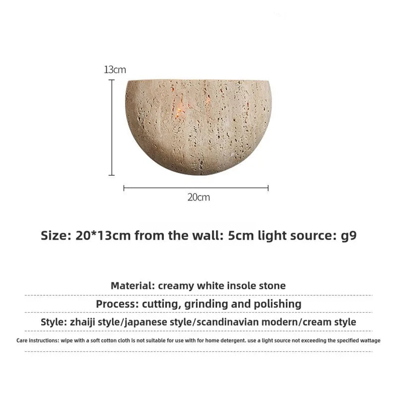 Wabi-Sabi Stone Retro Wall Lamp Living Room Hallway Bedroom