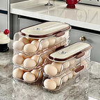 RollEgg Max | Automatic Egg Holder for the Refrigerator | Stackable Egg Organizer Made of Clear Plastic