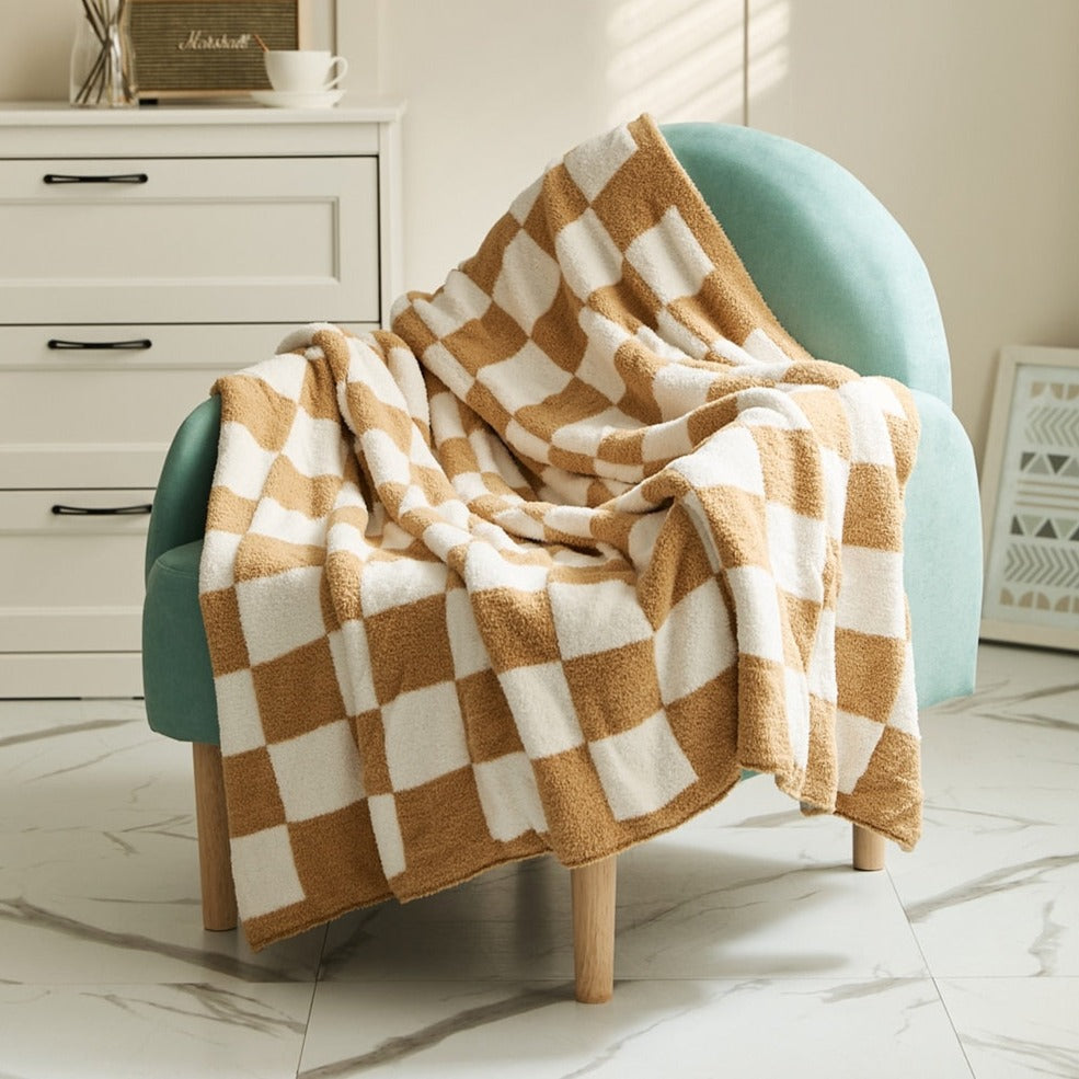 COLOURFUL CHECKERBOARD THROW