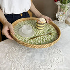 Lotus Leaf Rattan & Shell Fruit Bowl Tray