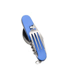 4-in-1 Outdoor Cutlery Set Camplico | Foldable Spoon, Fork, Knife & Bottle Opener | Stainless Steel & Compact | For Camping & Travel