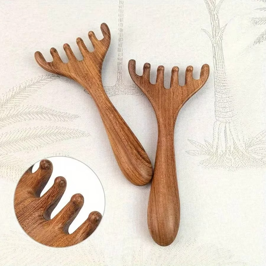 Sandalwood Antler-Shaped Gua Sha Scalp Massager