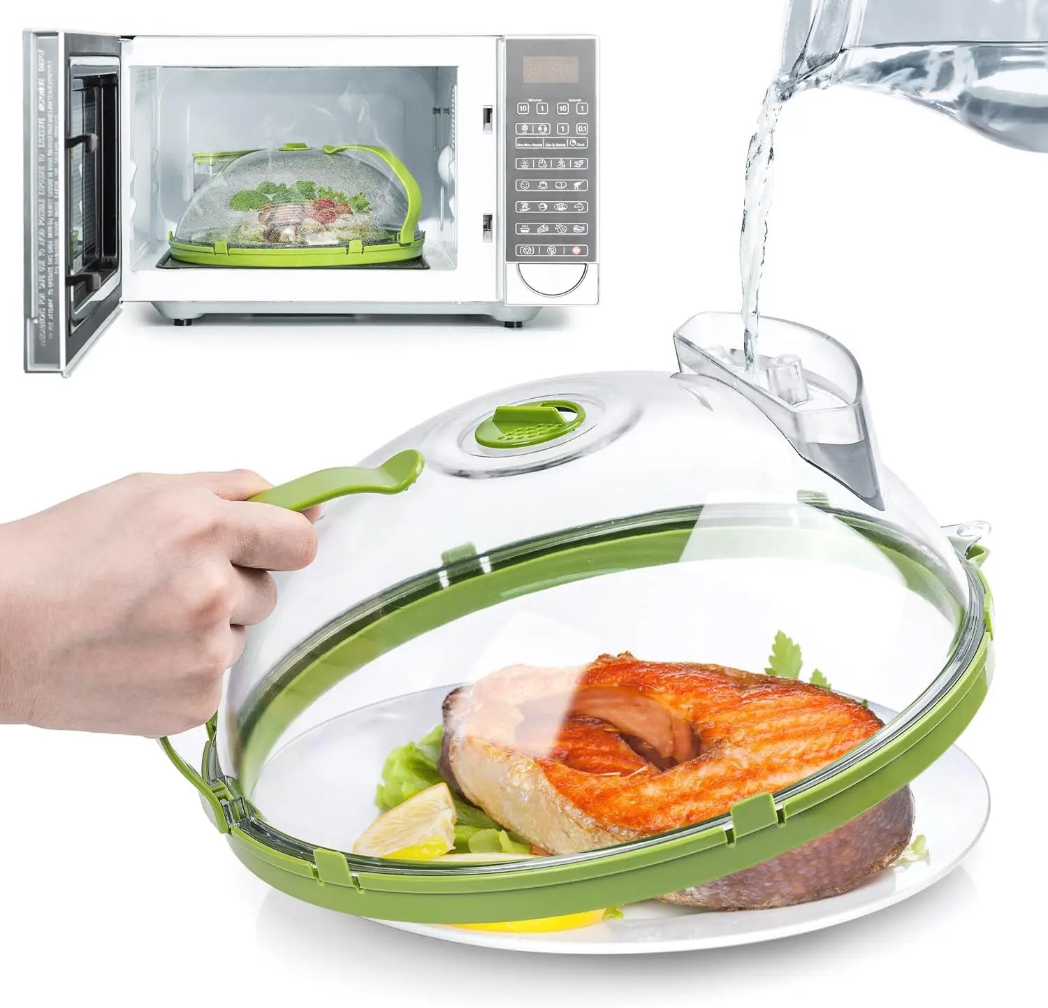 Microwave Splatter Cover With Water Steamer