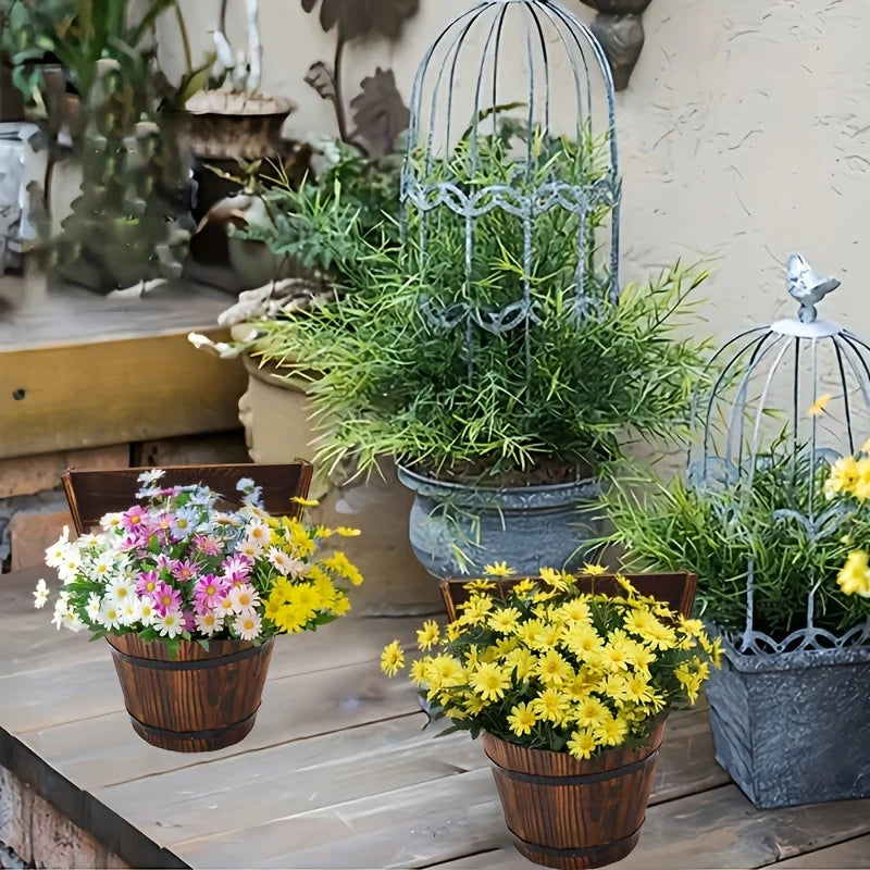 Wooden Bucket Planter in Barrel Design for Garden and Terrace – Decorative Flower Pots made of Wood