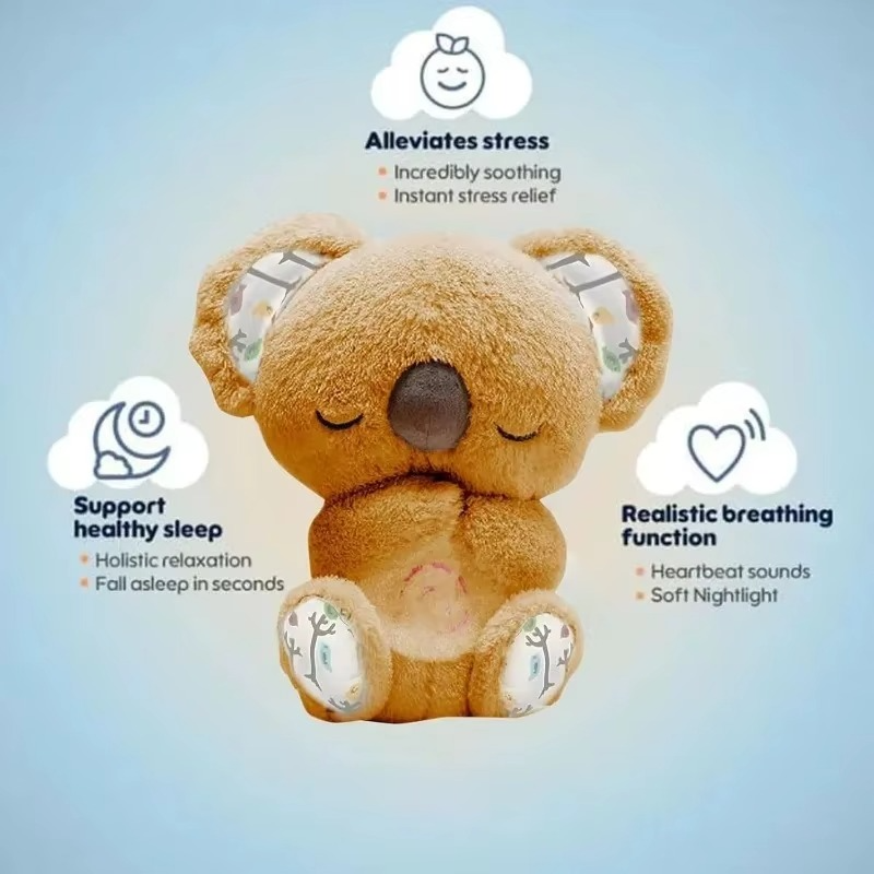 Cuddly Koala Plush Sleep Companion with Gentle Glow and Soothing Sounds