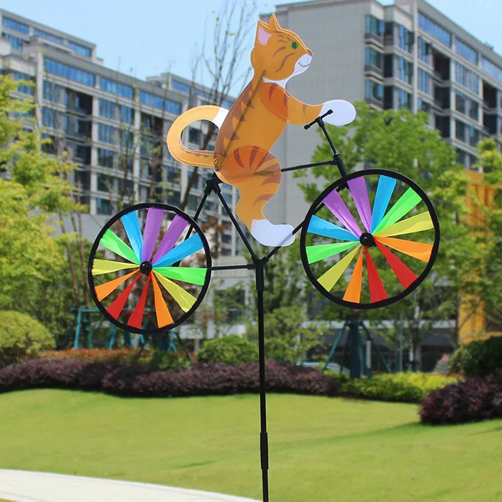 Rainbow Bicycle Cat Garden Decor
