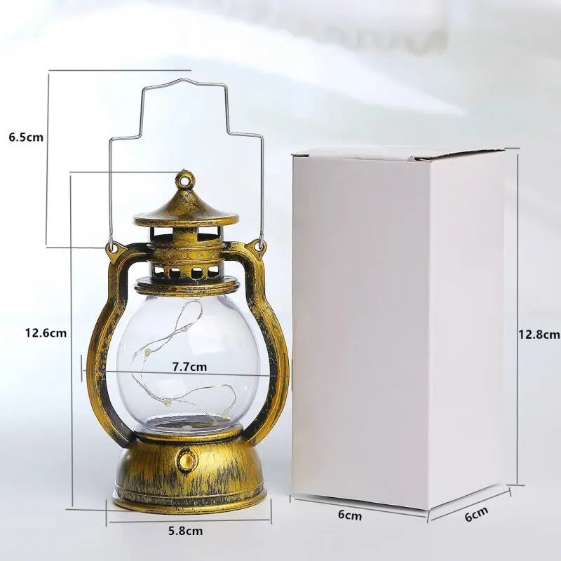 Battery-powered LED hanging lantern in antique design - Portable decorative lantern for indoor and outdoor use, ideal for garden & balcony