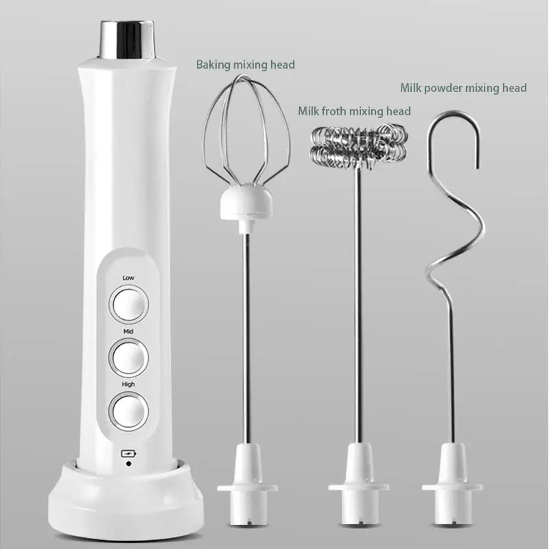 3 In 1 Electric Milk Frother Rechargeable Milk Foam Maker Handheld Frother High Speed Milk Frother Drink Mixer Coffee
