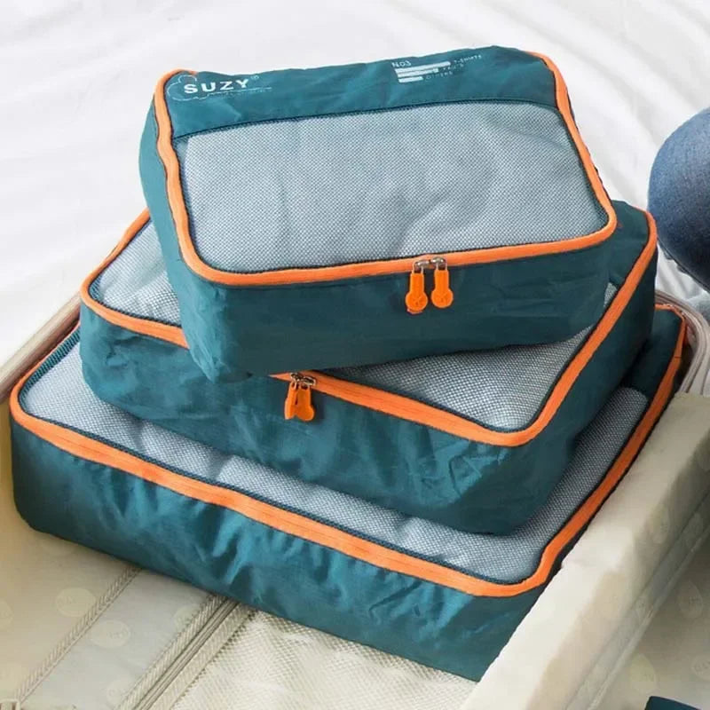 Packavio Travel Organizer Set 7-piece | Suitcase Bags for Clothes & Shoes | Space-saving & Water-repellent