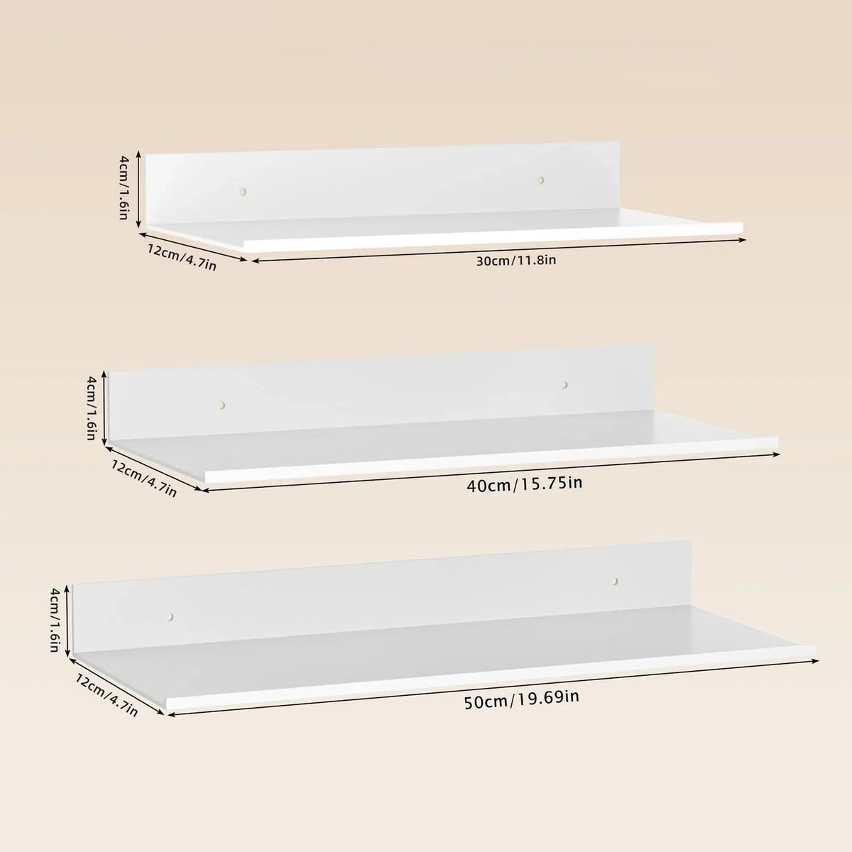 Metallura | Wall shelf made of metal | Floating shelf 30/40/50 cm | Space-saving storage for bathroom, kitchen & bedroom