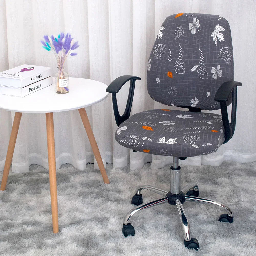 2-piece Split Office Rose Chair Covers