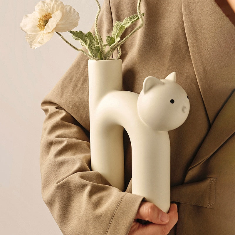 Ceramic Cat Vase