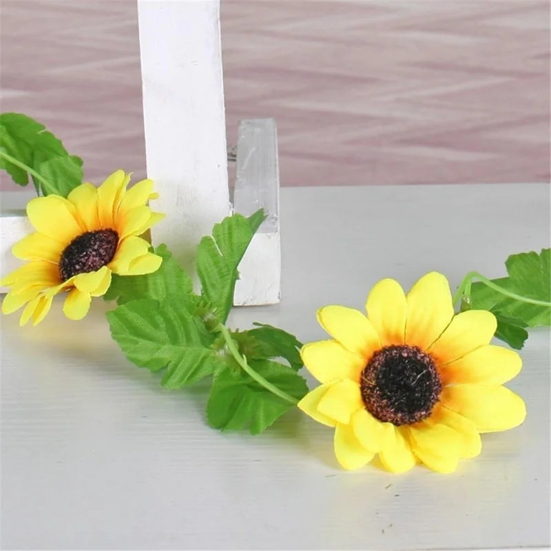 Floraviva SunVine Sunflower Garland Artificial | 2.6 m Length | 12 Flowers Ø 8 cm | For Wedding, Balcony & DIY Decor