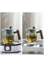 Wood Handle Glass Teapot