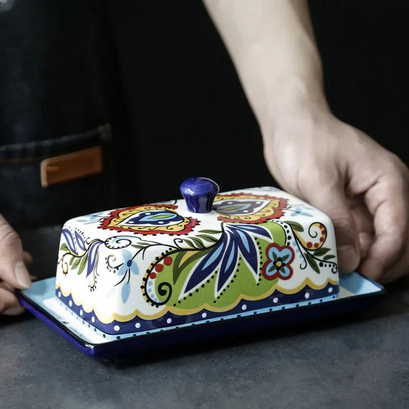 Hand-painted Butter Dish in Tuscan Style