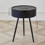 Round Plastic Side Table with Storage Space and Mobile Design