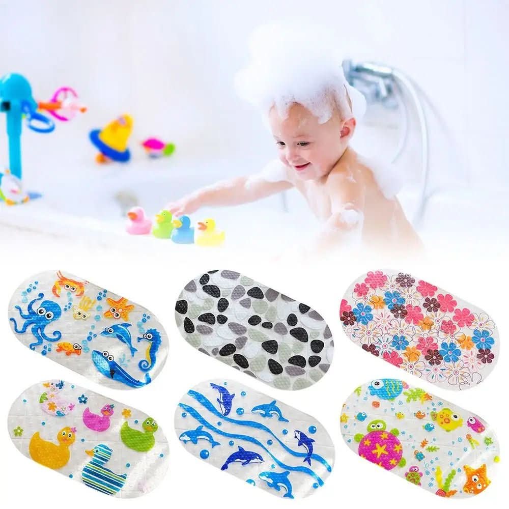 Non-slip bathtub mat with child-friendly motifs