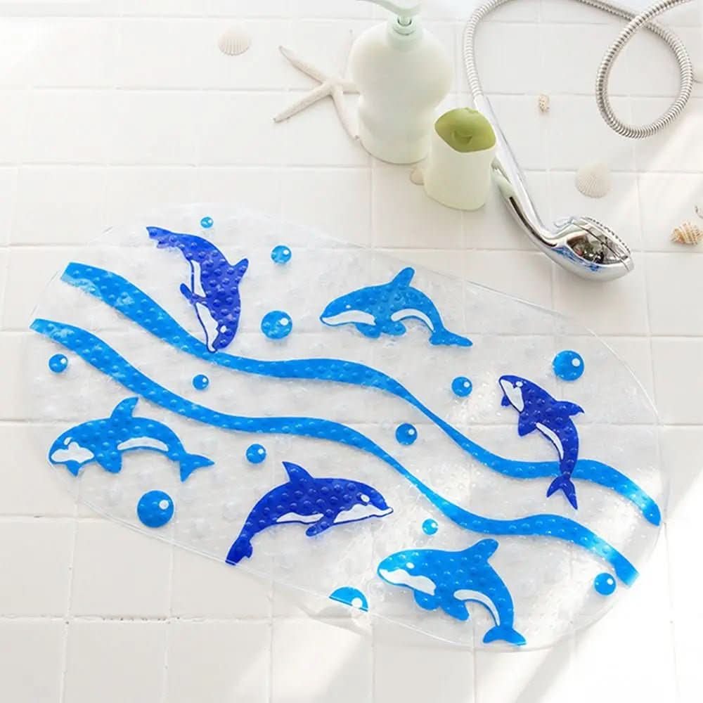 Non-slip bathtub mat with child-friendly motifs