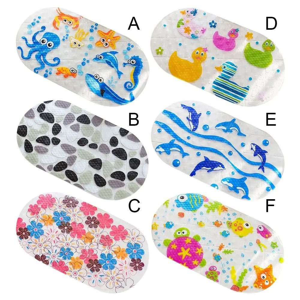 Non-slip bathtub mat with child-friendly motifs