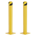 2Pack Safety Bollard Post, 36 Inch Height Steel Bollards, Yellow Powder Coated Safety Parking 4.5 Inch Diameter Parking Bollard
