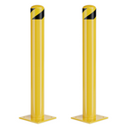 2Pack Safety Bollard Post, 36 Inch Height Steel Bollards, Yellow Powder Coated Safety Parking 4.5 Inch Diameter Parking Bollard