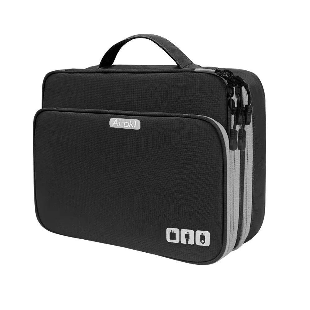Electronics Organizer TECHNIVO LayerPro | 3-Layer Cable Bag | Waterproof & Large Volume | For iPad, Chargers & Accessories