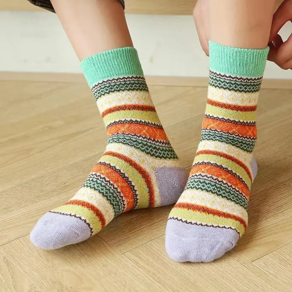 Woolina | Women's Wool Socks Set | 5 Pairs | Extra Thick & Warm | Autumn & Winter
