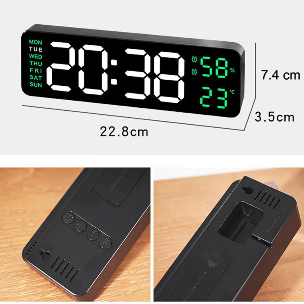 TimeGlow Clock - Slim Digital Alarm Clock with Temperature & Calendar