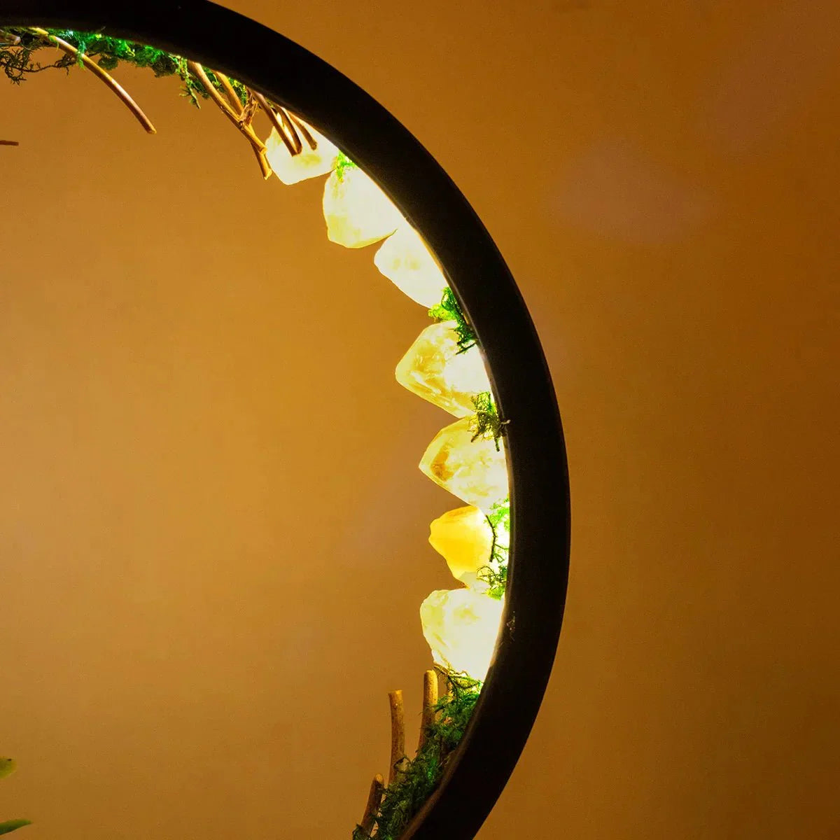 Elegant night light - Round frame - Green crystals - Chic decoration