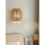 Wall lamp LED with natural brown finish and hemp cord