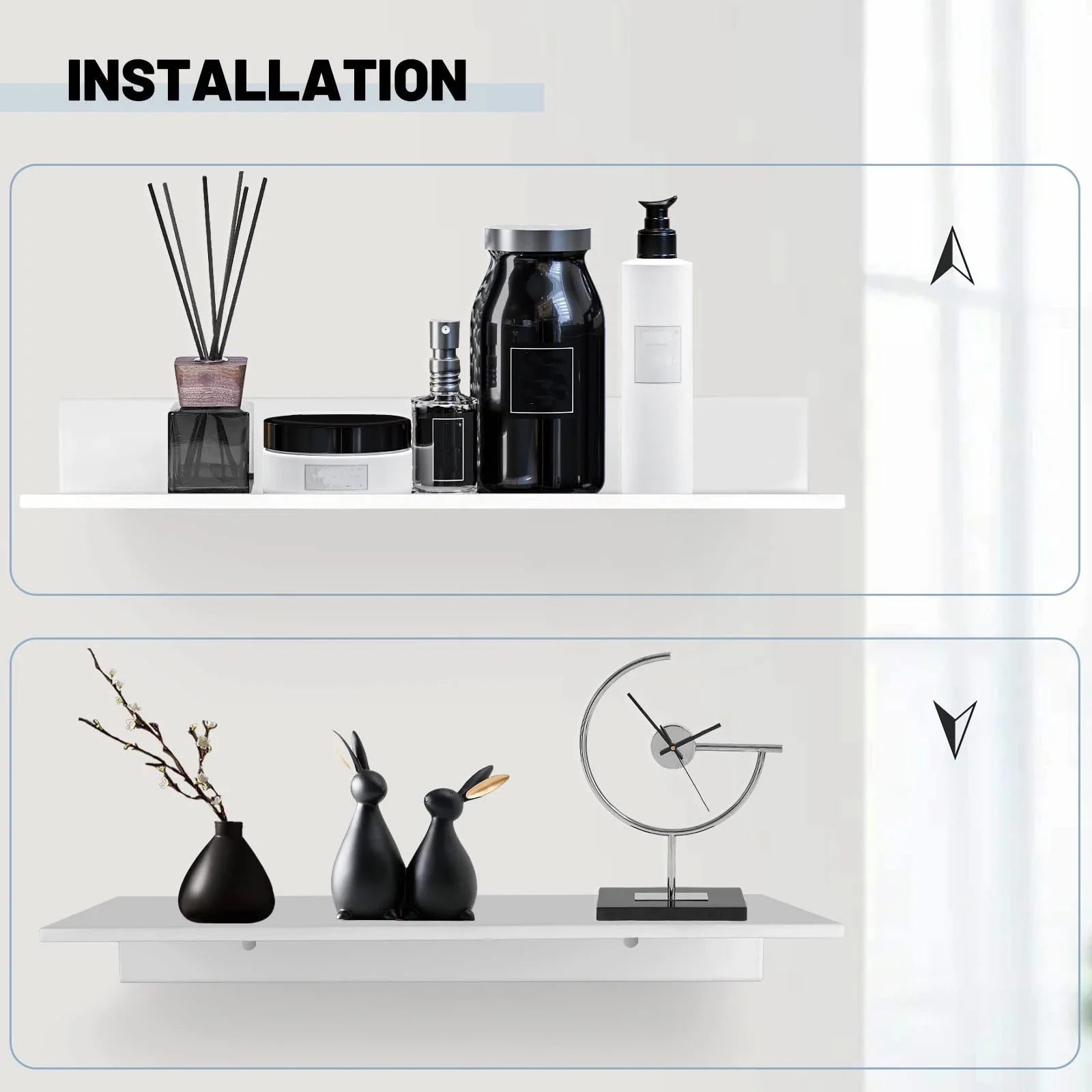 Metallura | Wall shelf made of metal | Floating shelf 30/40/50 cm | Space-saving storage for bathroom, kitchen & bedroom