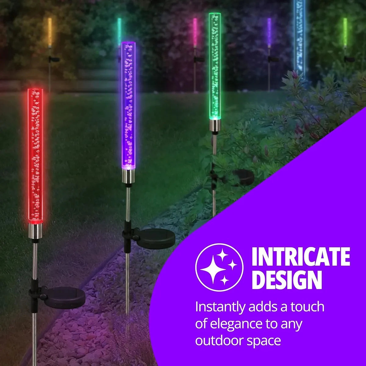 LumaFlair Solar Garden Light | Color Changing LED | Weatherproof | With Ground Spike