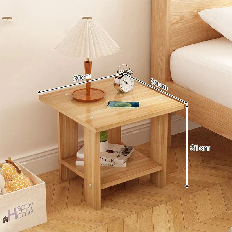 Solid Wooden Nightstand with Two Layers in Modern Design