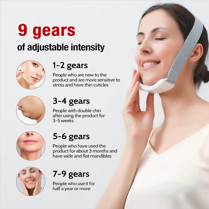Face Slimming Device EMS Microcurrent Sculpting Vibrating Belt with Heat Compress for Personal Care