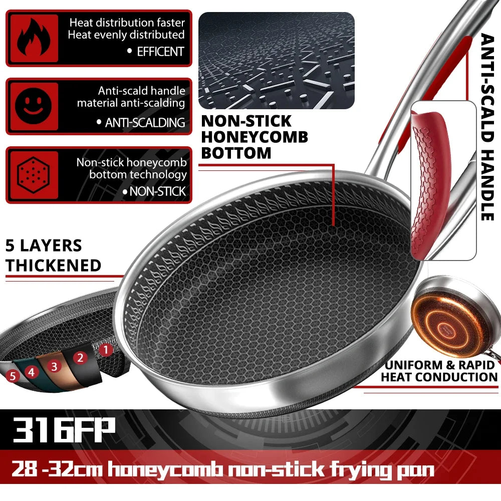 Safe Cook Nonstick Antibacterial Stainless Steel Pan