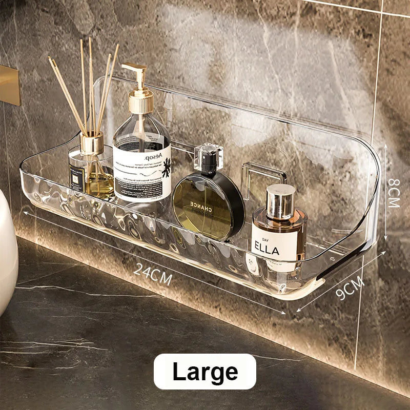 Transvia Wall Shelf | Transparent & Adhesive | Residue-Free | For Bathroom, Kitchen & More