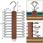 OrganizePro Holzico | Tie & Belt Holder | 20 Rotatable Hooks | For the Style-Conscious