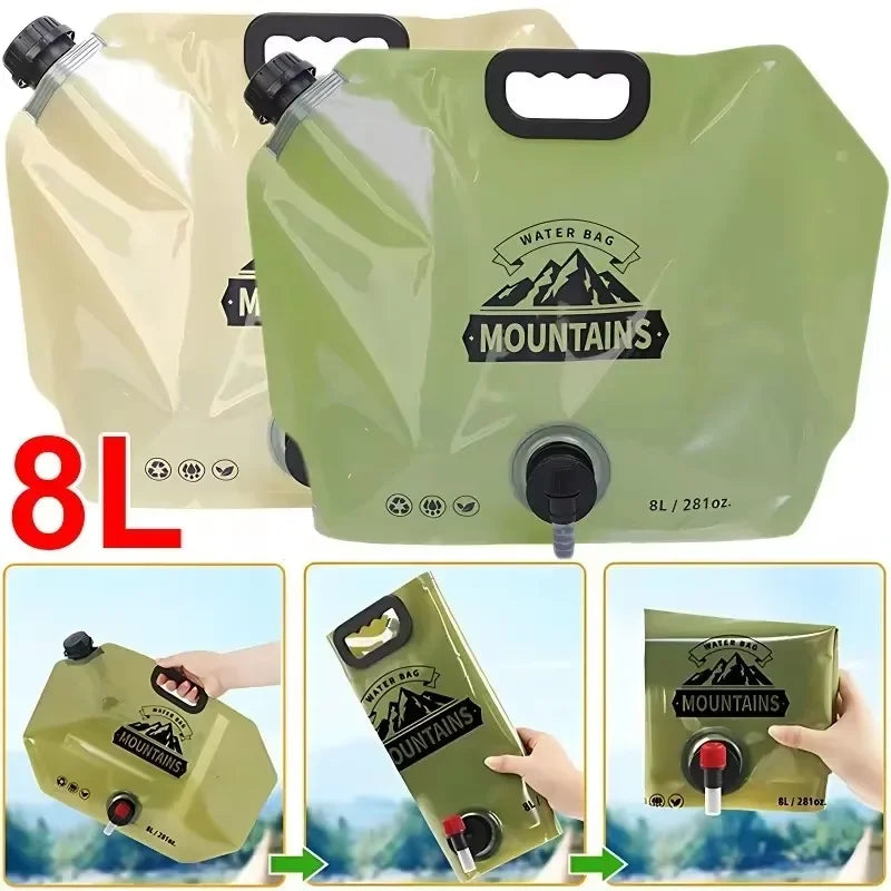 HydraPakx Foldable Water Carry Bag 8 L | With Handle & Spout | For Camping, Hiking & Outdoor