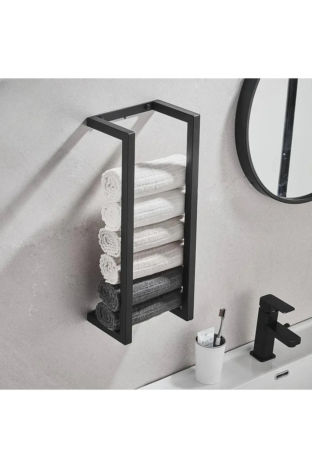 Slim Black Bathroom Shelf