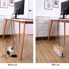 Cable Box OrgaWood | Desk Organizer made of Wood & Plastic | For Chargers, Cables & Accessories | 29.5×11.4×11 cm