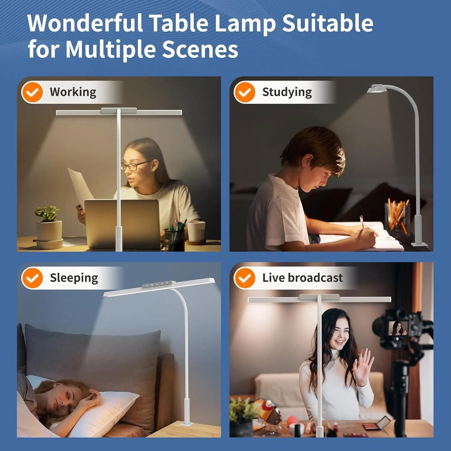 Lumavue LED Desk Lamp with Clamp | Extra Wide Illumination | Stepless Dimmable & Adjustable Color Temperature | For Home Office & Screen Workstation